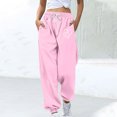 thumbnail image 2 of Xugsiok Wide Leg Sweatpants for Women Drawstring with Pockets Print Casual Loose Fit Joggers Fall Outfits Pink,XL, 2 of 3