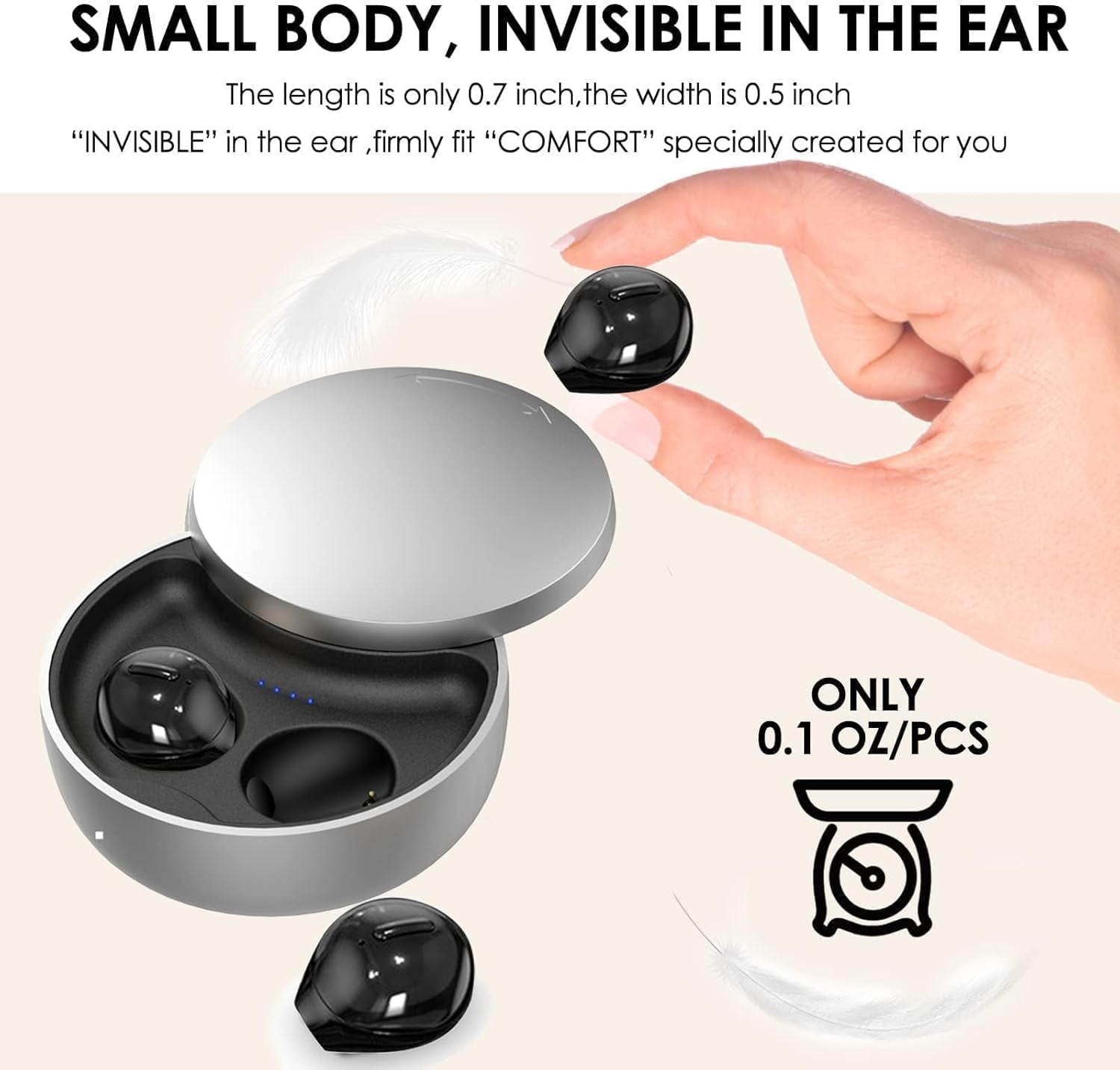 Smallest Invisible Earbuds Wireless Ear Buds Bluetooth in Ear Mini Discreet Small Tiny Earpiece Sleep Earbuds Hidden with Charging Case Headphones for Small Ears Work Sleeping Android