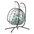 thumbnail image 6 of Blue Steel 2-Person Indoor Outdoor Wicker Hanging Egg Chair with Stand, 6 of 15