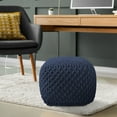 thumbnail image 7 of Casafield Square Pouf Ottoman, Navy Blue - 18.5" W x 18.5" D x 14.5" H Cotton Knit Foot Stool - Boho Floor Pouffe for Living Room, 7 of 7