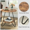 thumbnail image 5 of End Table, 2 Tier Round Side Table with Shelves, Industrial Wood Nightstand Bedside Table Small Coffee Accent Table for Living Room Bedroom, 5 of 7