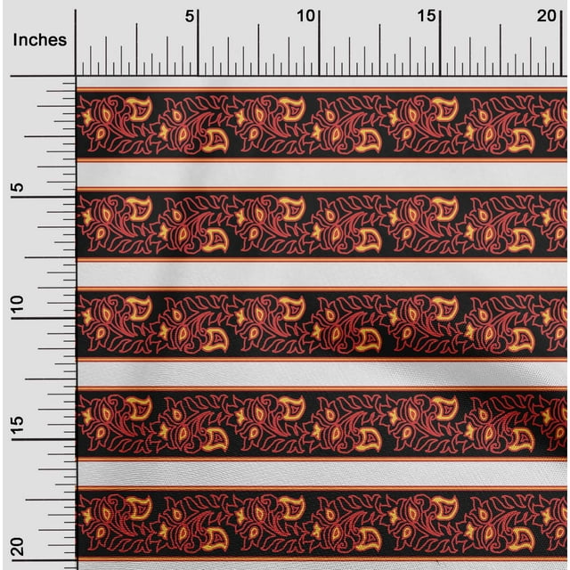 oneOone Polyester Lycra Black Fabric Leaves & Floral Block Craft Projects Decor Fabric Printed By The Yard 56 Inch Wide