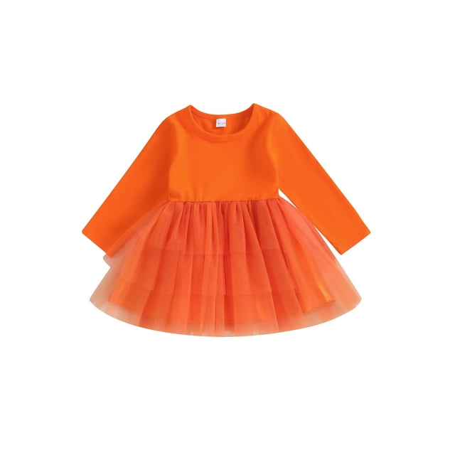 xiaxaixu Robe de Sorcière d'Halloween pour Fille Tout-Petit, Robe en Tulle Patchwork à Manches Longues et Col Rond, Couleur Unie