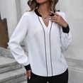 thumbnail image 4 of Button Down Shirts for Women Dress Shirts Long Sleeve Casual Collared Office Work Shirt with Pocket White L, 4 of 7