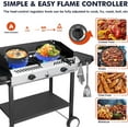 thumbnail image 5 of Llamaviva 2 Burner Outdoor Gas Burner with Side Shelves, Auto-ignition & Regulator, 150,000 BTU Propane Outdoor Stoves for Cooking, Camping&BBQ Cookouts, 5 of 13