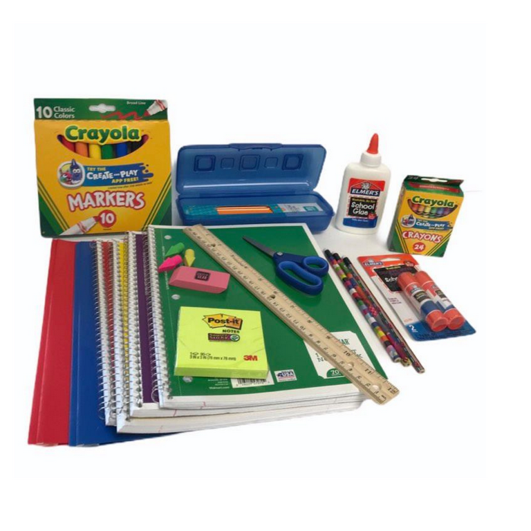Elementary School Essentials Back to School Supplies Kit Bundle- Grades 1-4  Folders Notebooks Pencils Glue Sticks Markers Ruler Scissors Erasers Fun
