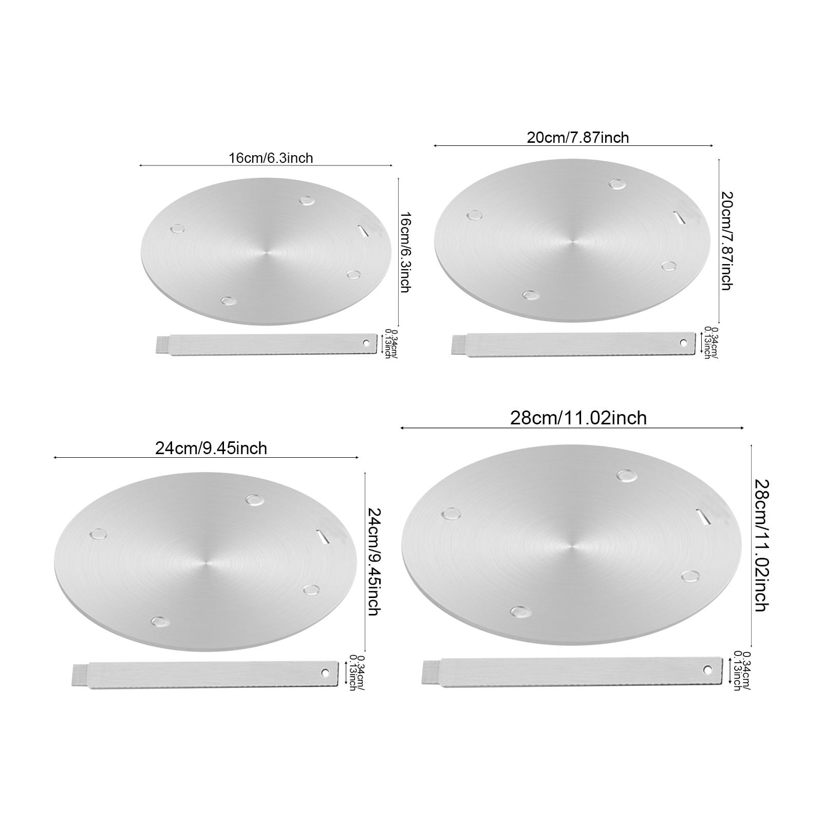 CMrtew 6.3/7.9/9.5/11 inch Heat Diffuser Stainless Steel Induction Adapter with Concave Spots for Electric Gas Stove Glass Induction Cooktop, Heats Up Faster,Detachable Handle