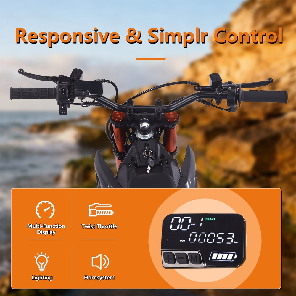 JVV V7 3000W Electric Dirt Bike for Teens & Adults, 37MPH Off-Road Motorcycle