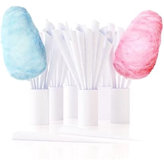 100-Count Paper Cones for Cotton Candy Making, White$$Home Decor, Kitchen, & Other