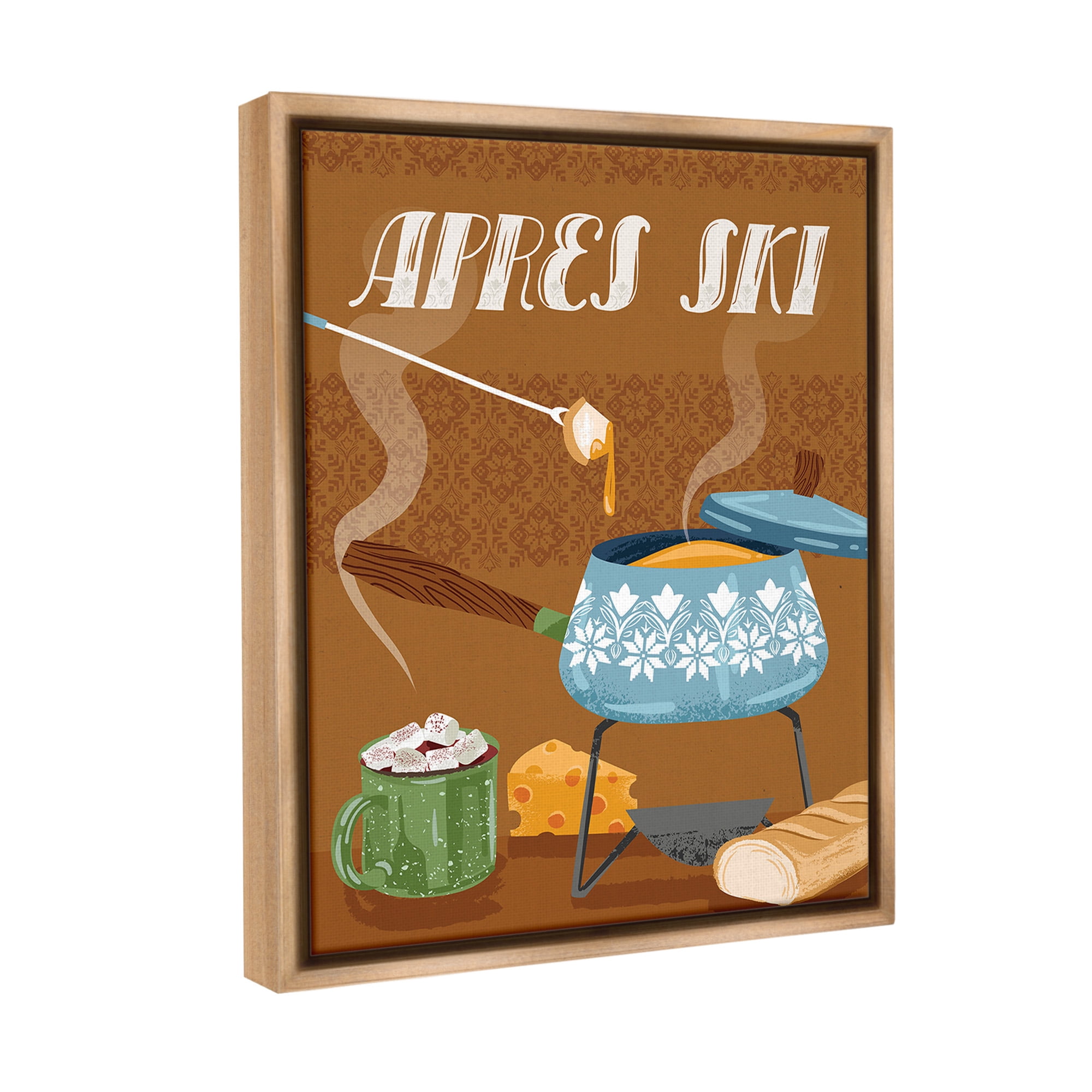 Stupell Industries Après Ski Warm Meal Food & Beverage Painting Brown Floater Framed Canvas Art Print Wall Art, 17 x 21
