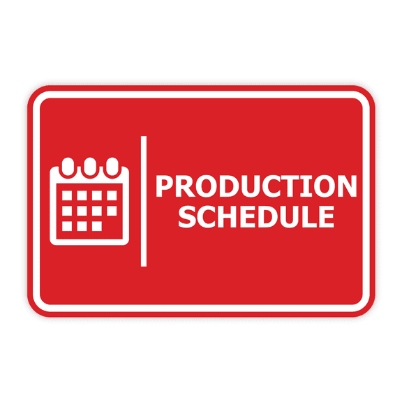 Signs ByLITA Classic Framed Production Schedule Door or Wall Sign Easy Installation | Health And Safety | Building And Hospitality Sign (Red) - Large