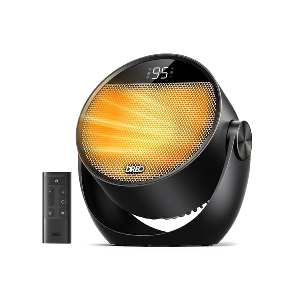 Dreo - Calentador espacial, calentadores eléctricos portátiles para uso en interiores con termostato, inclinación ajustable a 60°, temporizador de 12H, 7 modos, calentador silencioso para oficina y
