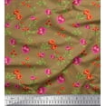 thumbnail image 2 of Soimoi Cotton Poplin Fabric Leaves & Floral Print Sewing Fabric Yard 42 Inch Wide, 2 of 3