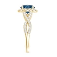 thumbnail image 3 of Rosec Jewels Real London Blue Topaz Diamond Engagement Ring with Halo - Designer Ring - AAA Quality - with Jewelry Box, 18K Yellow Gold, US 7.00, 3 of 8