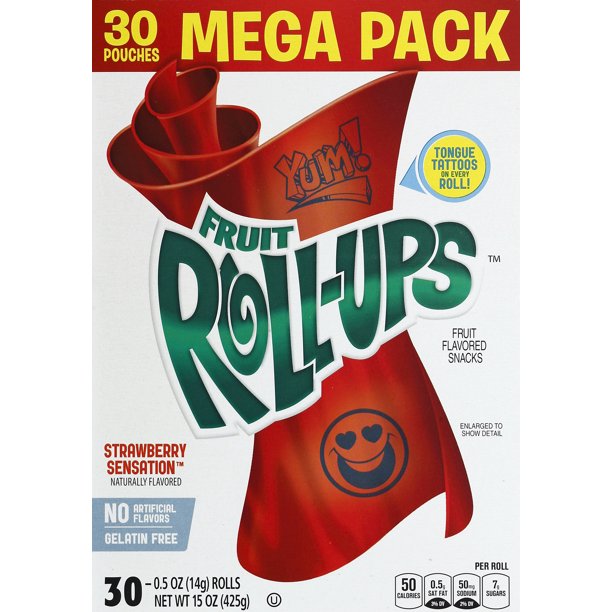 Fruit Snacks Fruit RollUps, Strawberry Sensation, 15 oz