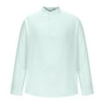 thumbnail image 4 of Big & Tall Long Sleeve Shirts Button-Up Striped Mens Dressy Casual Blouses Mock Neck Going Out Outfits Mint Green, M, 4 of 6