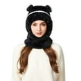 thumbnail image 4 of Uandlove Winter Hat with Face Cover - Fleece Lined Windproof Bear Ear Hat for Adults, Stretch Fit Soft Plush Cold Weather Headwear, Black, 4 of 8