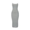 thumbnail image 5 of USSUMA Summer Dresses for Women 2025 Womens Dresses Sleeveless Square Neck Casual Camisole Wrap Skirt Slim Patchwork Maxi Dress Vintage Skirt Loose Dress Trekking Reduced Price Gray Dress Size-L, 5 of 6