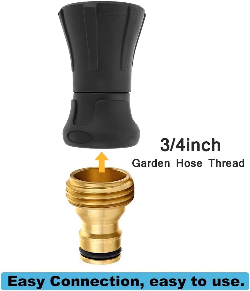 Fireman Hose Nozzle, 3/4" Garden Hose Nozzle, High Pressure Sprayer Nozzle for Car Washing, Patio Cleaning, Watering Lawn and Garden, Universal Fit Garden Hoses Black