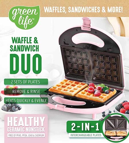 GreenLife  Duo Waffle & Sandwich Maker – Turquoise on Vimeo