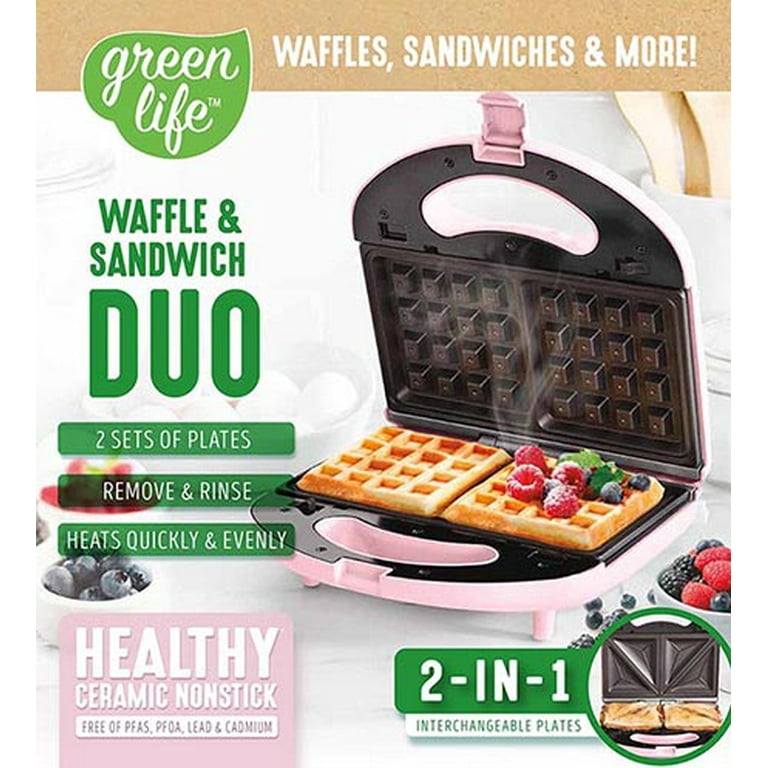  Greenlife Turquoise Ceramic Electric Sandwich Maker (Pink):  Home & Kitchen