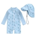 thumbnail image 4 of ATAIKU Baby Boys Swimsuit Whales Toddler One Piece Zipper Bathing Suit Long Sleeve Rash Guard Swimwear Sunsuit with Sun Hat, 4 of 9