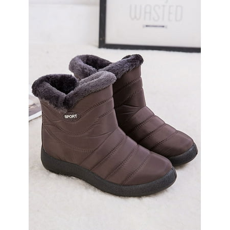 

Woobling Snow Boots Womens Winter Ankle Boots Ladies Warm Faux Fur Lined Booties Thickening Shoes Zip flat Sneakers Outdoor Booties
