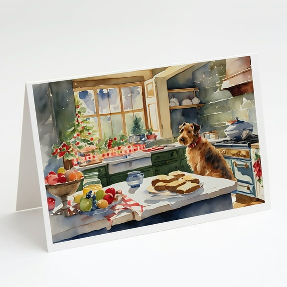 Airedale Terrier Christmas Cookies Greeting Cards Pack of 8 7 in x 5 in