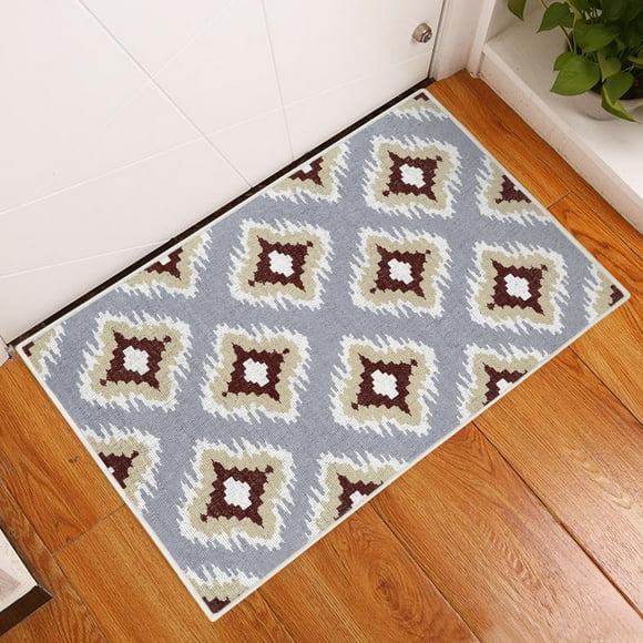 Tapis de Zone 2 x 3 Pieds à Poils Courts - Tapis de Zone Ultra-Fin Antidérapant - Tapis d'Intérieur Lavable en Coton pour Entrée