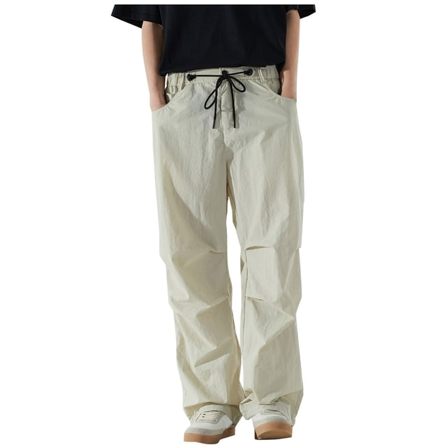Pantalon Cargo Grand pour Hommes, Léger, Coupe Ample, Taille à Cordon et Multiples Poches, pour Randonnée, Extérieur, Décontracté