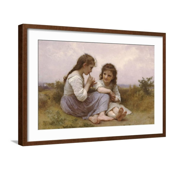 Art.com A Childhood Idyll Art Print by William Adolphe Bouguereau, Brown Frame Wall Art, 29" x 21"