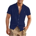 thumbnail image 2 of CHUMUD Mens Cotton Linen Short Sleeve Casual Pocket Shirts Button Down Shirt Collared Summer Cool & Breathable Blouse, 2 of 5