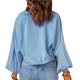 thumbnail image 5 of Moda mujer Casual sólido cuello vuelto manga larga botón suelta otoño blusa Tops Pompotops  FGAJ21802, 5 of 8