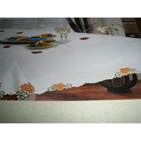 

NULQelly ZC0800265-60120 60 x 120 in. Embroidered Harvest Leaves Cutwork Table Cloth