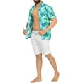 thumbnail image 2 of LA LEELA Men's Hawaiian Shirts Short Sleeve Button Down Shirt Men's Hawaii Shirts Boho Holiday Casual Summer Beach Shirts for Men Funny L Tropical Leaves, Autumn Green, 2 of 5
