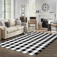 thumbnail image 4 of iOhouze Outdoor Area Rugs 5 x 7 Ft Buffalo Plaid Outdoor Rug Black and White Checkered Rug Washable Outdoor Patio Rugs Hand Woven Cotton Rugs for Outdoor Patio Dining Room Farmhouse Rug, 4 of 7