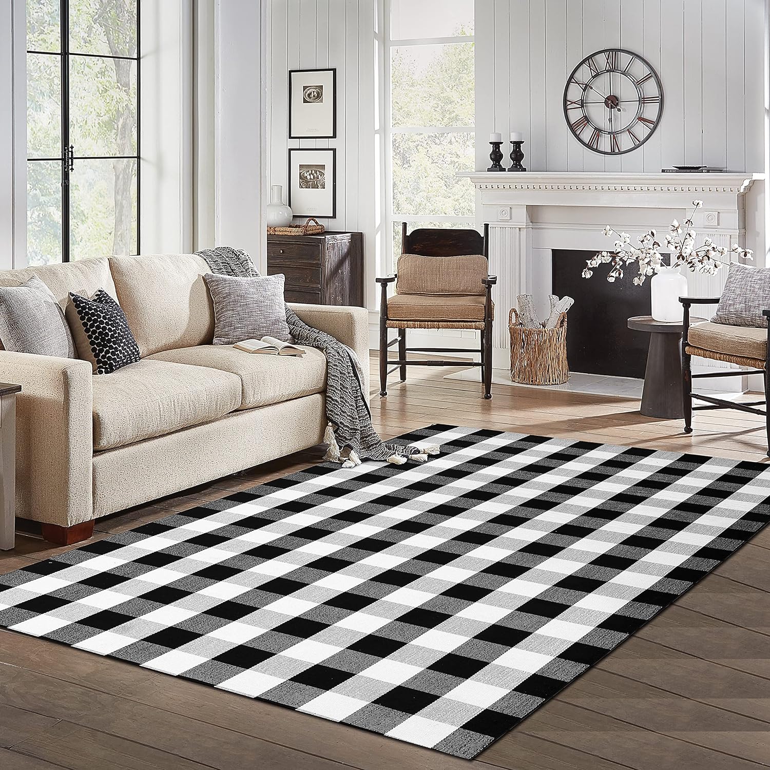 iOhouze Buffalo Plaid Outdoor Rug 5x7 Ft photo 4