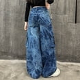 thumbnail image 3 of Girl's Baggy Wide Leg Jeans Button with Pocket High Waisted Straight Leg Jean Casual Fashion Y2k Cute Denim Pants Kids Clothes Blue 4-5 Years, 3 of 4