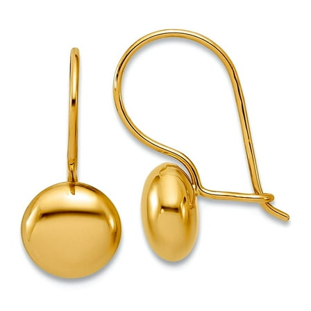 7mm 14k Solid Yellow Gold Polished Drop Button Earrings 16.4x7mm Wide Stud Earring for Women