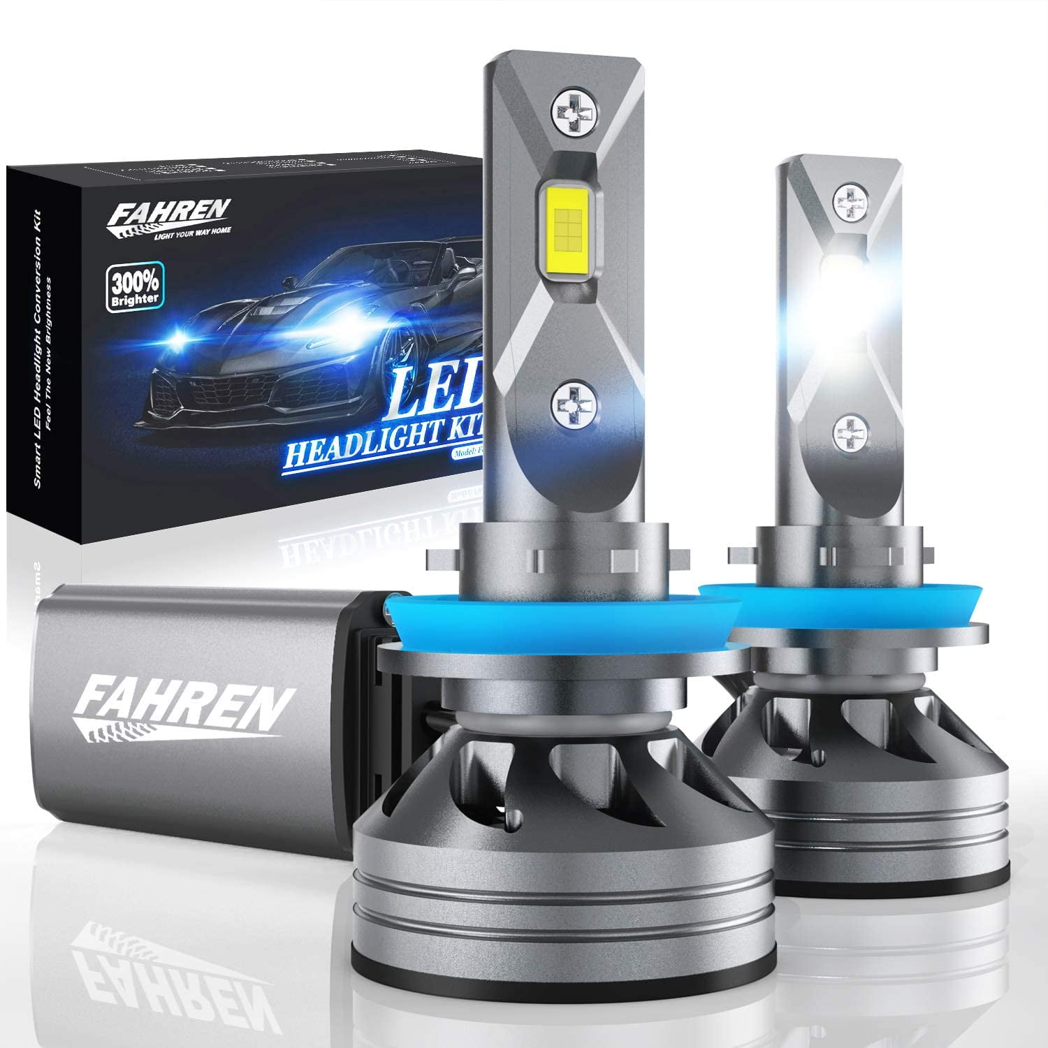 Friday Beneficiary output Fahren H11/H9/H8 LED Headlight Bulbs, 60W 10000 Lumens Super Bright LED  Headlights Conversion Kit 6500K Cool White IP68 Waterproof, Pack of 2 -  Walmart.com