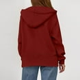 thumbnail image 5 of Miluxas Zip up Hoodies for Women Drawstring Soft Jackets Casual Winter Sweatshirts with Pocket Wine L(L), 5 of 7