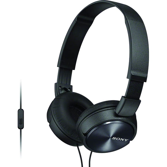 Restored Sony MDR-ZX310AP Extra Bass Wired On-Ear Headphones with Mic - Black (Refurbished)