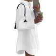 thumbnail image 7 of hoksml Women's Oversized Long Shirt Dress Collar Button Down Long Sleeve Curved Hem Casual Tunic Blouse, 7 of 7