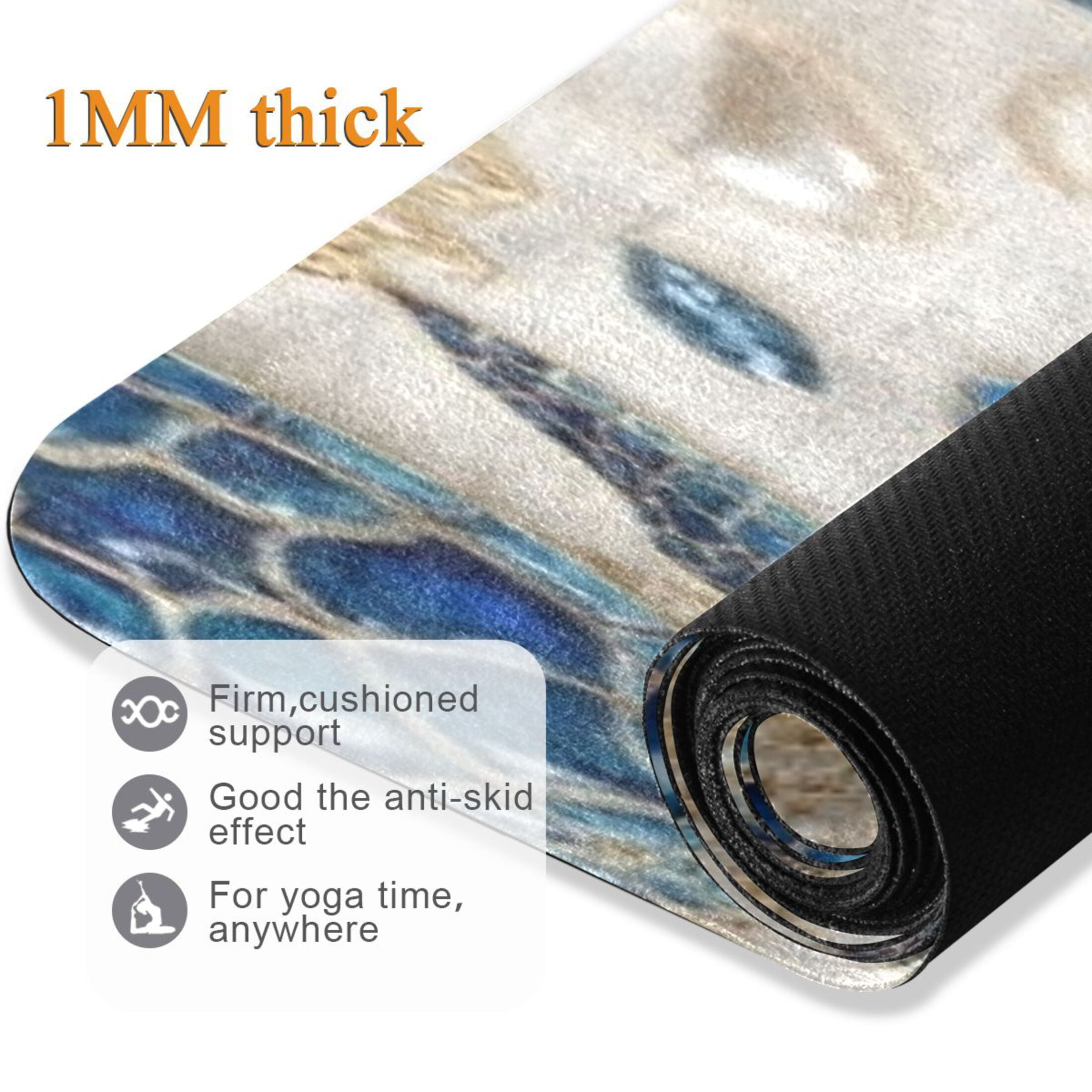 BZSMCE Yoga Mat Women Fitness Mat Cobalt Embellished Turtle Pattern