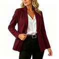 thumbnail image 2 of yeiolnoer Women's Blazers Business Casual Long Sleeve Shirts Button Front Suit Jacket with Pocket for Office(Wine,3X-Large), 2 of 7