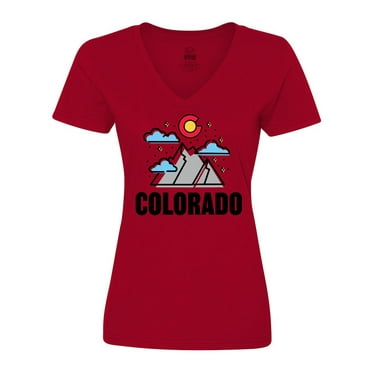 Inktastic Colorado Mountains and Clouds Women's V-Neck T-Shirt
