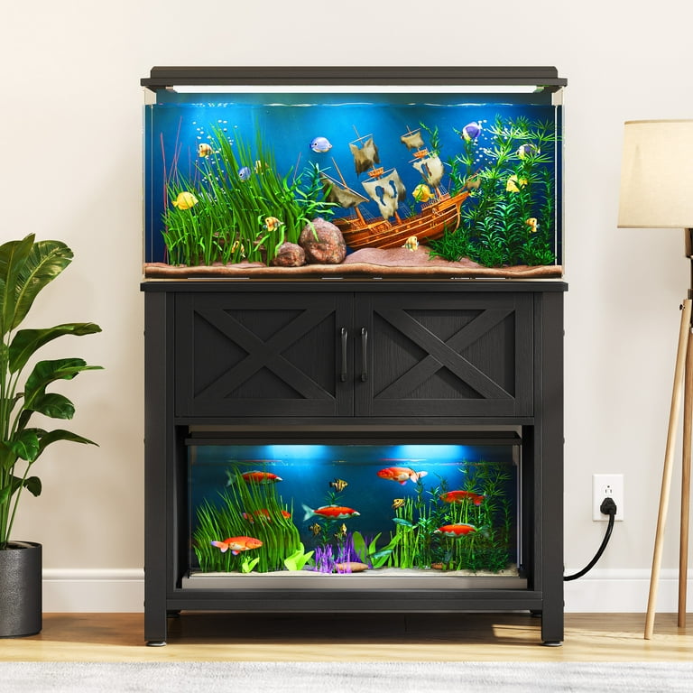 Dextrus Heavy Duty Metal Aquarium Stand with Power Outlets, 40-55 Gallon Fish Tank Stand, Turtle Tank, Reptile Terrarium with Cabinet, 670lbs Capacity