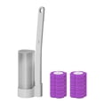thumbnail image 4 of Juego de 13 escobillas de baño, cepillo para inodoro, almohadilla de limpieza, kit de inicio, recambios, material PP, soporte de pared, apto para baño 12 cabezas moradas, 4 of 8