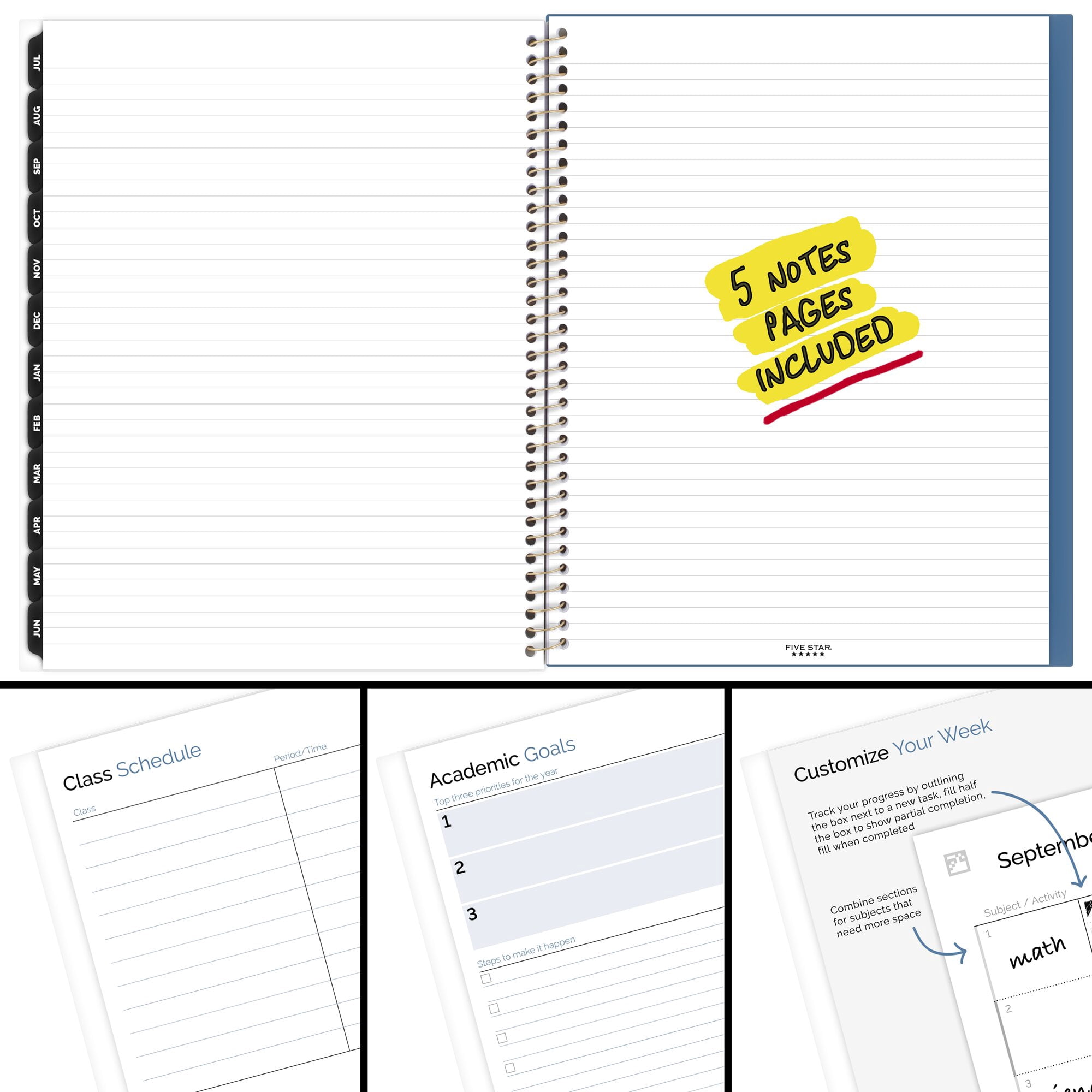 Five Star Style Academic 2026-2027 Weekly Monthly Student Planner Plus Study App