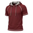 thumbnail image 5 of Uwinwear Men's Activewear T-Shirts Hooded Outdoor Short Sleeve Tops Summer Beach Casual Slim Fit Pullover Breathable Casual Wear,Wine,XXXL, 5 of 6